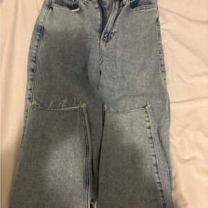Women's Light Blue Distressed Jeans